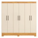Ver imagem 7 de Guarda-Roupa Solteiro 6 Portas 2 Gavetas Verso Marrom/Cinamon/Off White
