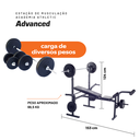 Ver imagem 4 de Estação de Musculação Athletic Advanced Banco Regulável Barras e 35kg em Anilhas para Treino em Casa