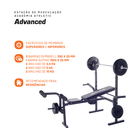 Ver imagem 2 de Estação de Musculação Athletic Advanced Banco Regulável Barras e 35kg em Anilhas para Treino em Casa