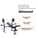 Ver imagem 3 de Estação de Musculação Athletic Advanced Banco Regulável Barras e 35kg em Anilhas para Treino em Casa