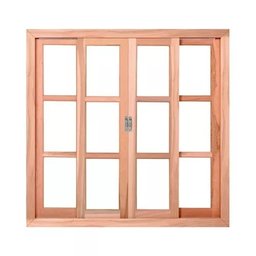 Janela Vitro de Madeira 100x120x12 Modelo Quadriculado - 1