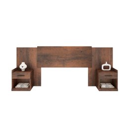Cabeceira para Cama Box Casal com 2 Mesas de Canto Café - 2
