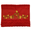 Ver imagem 1 de Toalha Bordada Lavabo De Mão Rosas e Ramos com Guipir. Cor Vermelho. Marca Dohler. Artesanalle