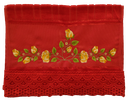 Ver imagem 1 de Toalha Bordada Lavabo De Mão Rosas e Ramos com Guipir. Cor Vermelho. Marca Dohler. Artesanalle
