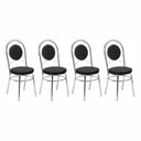 Ver imagem 2 de Kit 4 Cadeiras para Sala de Jantar Estofadas Cromado e Preto Debrum Yescasa Cinza