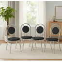 Ver imagem 1 de Kit 4 Cadeiras para Sala de Jantar Estofadas Cromado e Preto Debrum Yescasa Cinza