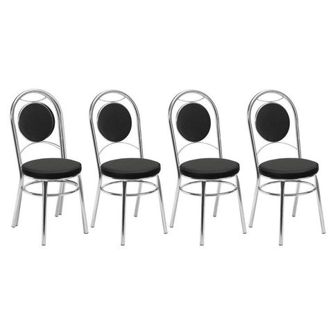 Conjunto 4 Cadeiras para Cozinha Debrum Yescasa Cromado/Preto