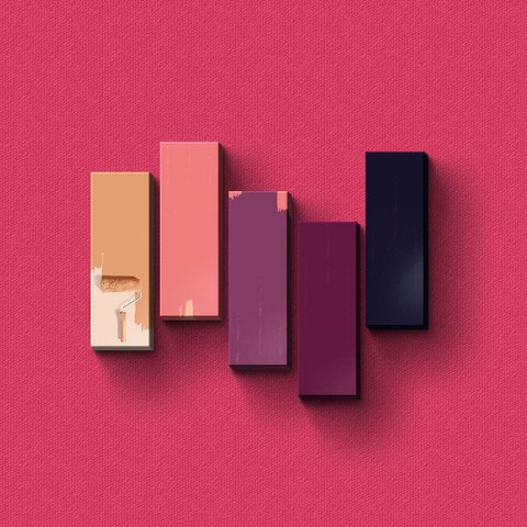 Paleta de Cores Rose- Quadros ou Placas Modulares com 5 Peças