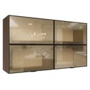 Ver imagem 1 de Kit 4 Armários Aéreos de Cozinha 120 cm Rustic/Preto Vidro Reflecta Bronze Vinil Madesa