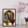 Quadro Hindu Jai Siya Ram 24x18cm - com vidro:Madeira branca - 2