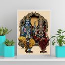 Ver imagem 1 de Quadro Hindu Jai Siya Ram 24x18cm - com vidro:Madeira branca