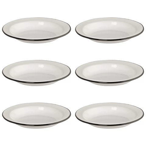 Kit com 06 Unidades Prato Esmaltado 22/500ml Branco Ewel