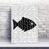 Placa MDF desenho peixe preto e branco - 1