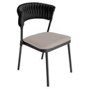 Ver imagem 4 de Kit 6 Cadeiras Nice Alumínio Tricô Náutico Assento Estofado Impermeável Preto e Branco