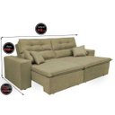 Ver imagem 2 de Sofá Cairo 3,12M Retrátil e Reclinável com Molas No Assento e 4 Almofadas Tecido Suede