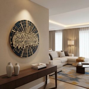 Quadro Redondo Decorativo Religioso em 3d a Última Santa Ceia de Jesus Mdf 4 Camadas