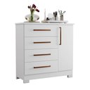 Ver imagem 1 de Cômoda Sapateira NT 5185 01 Porta E 04 Gav. Com Pé Notável Móveis Branco/Br-Rosa