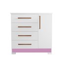 Ver mais imagens de Cômoda Sapateira NT 5185 01 Porta E 04 Gav. Com Pé Notável Móveis Branco/Br-Rosa