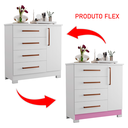 Ver imagem 5 de Cômoda Sapateira NT 5185 01 Porta E 04 Gav. Com Pé Notável Móveis Branco/Br-Rosa