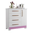 Ver imagem 2 de Cômoda Sapateira NT 5185 01 Porta E 04 Gav. Com Pé Notável Móveis Branco/Br-Rosa