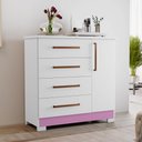 Ver imagem 4 de Cômoda Sapateira NT 5185 01 Porta E 04 Gav. Com Pé Notável Móveis Branco/Br-Rosa