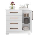Ver imagem 7 de Cômoda Sapateira NT 5185 01 Porta E 04 Gav. Com Pé Notável Móveis Branco/Br-Rosa