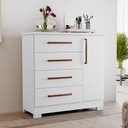 Ver imagem 3 de Cômoda Sapateira NT 5185 01 Porta E 04 Gav. Com Pé Notável Móveis Branco/Br-Rosa