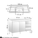 Ver imagem 4 de Balcão de Cozinha com Pia Inox 100cm 3 Gavetas Andréia Amêndoa/preto - Ajl Móveis