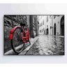 Quadro Urbano Bicicleta Vermelha em Rua de Pedra Medidas 60x40 Cm Impressão Vidro Acrílico - 6