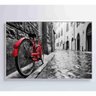 Quadro Urbano Bicicleta Vermelha em Rua de Pedra Medidas 60x40 Cm Impressão Vidro Acrílico - 3