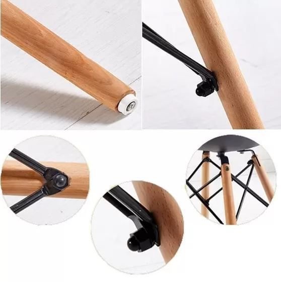 Ver imagem 4 de Mesa de Jantar Redonda Eiffel 90cm Branca com 4 Cadeiras Charles Eames Pretas - Design Moderno, Base