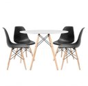 Ver imagem 1 de Mesa de Jantar Redonda Eiffel 90cm Branca com 4 Cadeiras Charles Eames Pretas - Design Moderno, Base