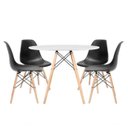 Ver imagem 1 de Mesa de Jantar Redonda Eiffel 90cm Branca com 4 Cadeiras Charles Eames Pretas - Design Moderno, Base