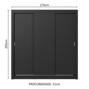 Ver imagem 4 de Guarda-roupa Casal 3 Portas de Correr Preto Sublime Madesa