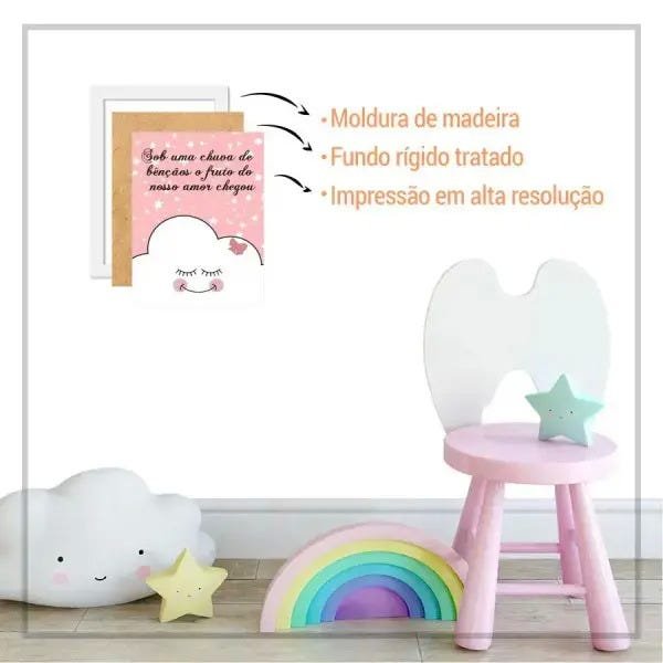 Quadro Infantil Desenho Cacto Verde Hello Amarelo