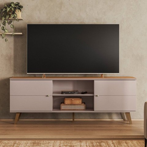 Rack para TV até 75 Polegadas 180cm Aracaju Cinza e Marrom