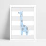 Quadro mdf infantil menina menino girafa azul - 1