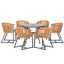 Ver imagem 1 de Mesa com 6 Cadeiras de Jantar Roma 120cm e Noronha em Alumínio Preto Corda Náutica Estofado 6 Trama