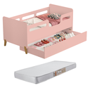 Ver imagem 1 de Cama Infantil Cecília Montessoriana Rosa com Proteção Lateral Auxiliar Sapateira + 1 Colchão