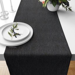 1 Caminho Trilho Mesa Impermeável PVC Juta Preto 42x140 - 1