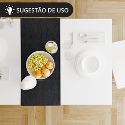 1 Caminho Trilho Mesa Impermeável PVC Juta Preto 42x140 - 6