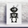 Placa MDF robô preto fundo branco - 1