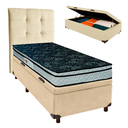 Ver imagem 1 de Cama Box Bau + Colchão Solteiro D28 Conforto Paropas + Cabeceira Estofada