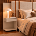 Ver imagem 6 de Cabeceira Flex Casa Queen Estofada com Duas Mesas de Cabeceira c/ Nicho:Off White/Linho Bege
