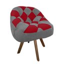 Ver imagem 2 de Poltrona Paloma Escritório Sala Giratória Madeira Suede Cinza e Suede Vermelho - Dominic Decor