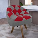 Ver imagem 1 de Poltrona Paloma Escritório Sala Giratória Madeira Suede Cinza e Suede Vermelho - Dominic Decor