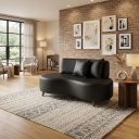 Ver imagem 2 de Sofa Curvo Corino Orgânico Preto 140cm Sala de Recepção Moderno Compacto - Top Sofás