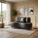 Ver imagem 6 de Sofa Curvo Corino Orgânico Preto 140cm Sala de Recepção Moderno Compacto - Top Sofás