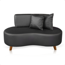 Ver imagem 7 de Sofa Curvo Corino Orgânico Preto 140cm Sala de Recepção Moderno Compacto - Top Sofás