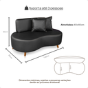 Ver imagem 3 de Sofa Curvo Corino Orgânico Preto 140cm Sala de Recepção Moderno Compacto - Top Sofás
